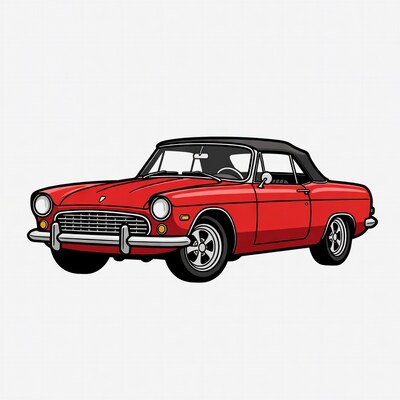 Red vintage convertible car