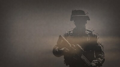 Soldier silhouette with rifle