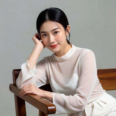 Asian woman in white blouse