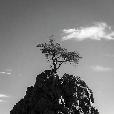 Tree on Rocky Cliff