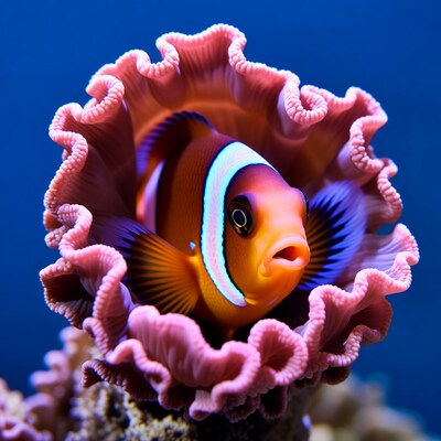 Clownfish in Pink Coral