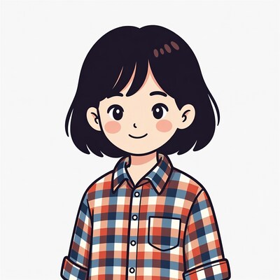 Young girl in plaid shirt