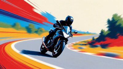 Motorcycle Rider on Winding Road