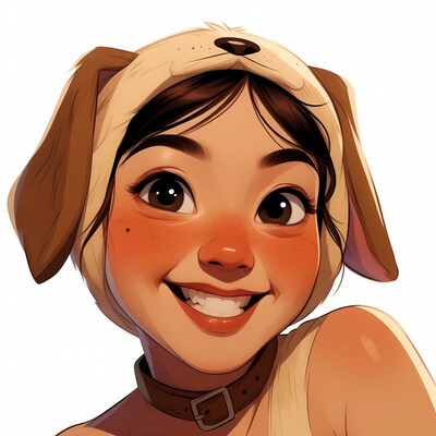 Girl in dog costume smiling