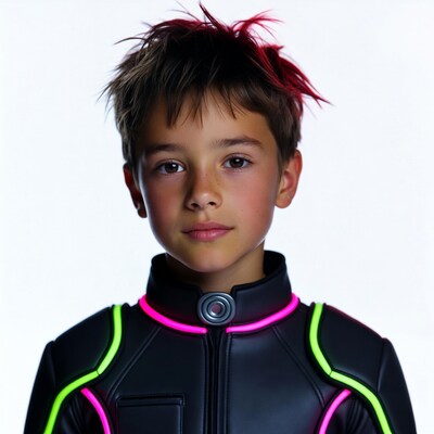 Boy in neon suit