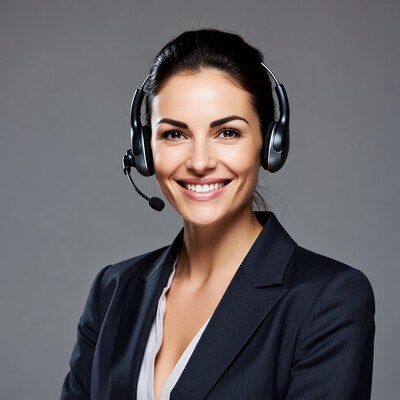 Smiling woman with headset