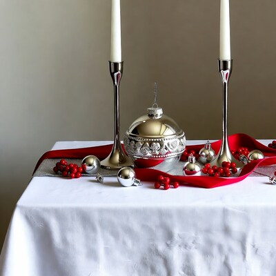 Christmas table decoration with candles