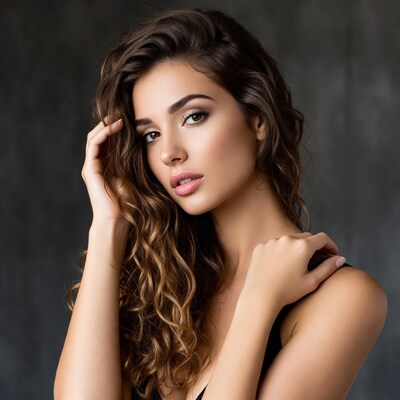 Woman with wavy brown hair