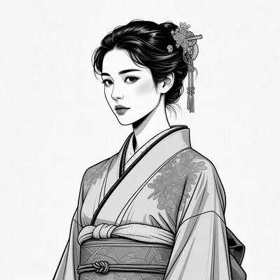 Woman in Traditional Kimono