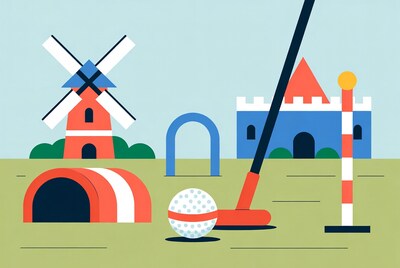Mini Golf Course with Windmill