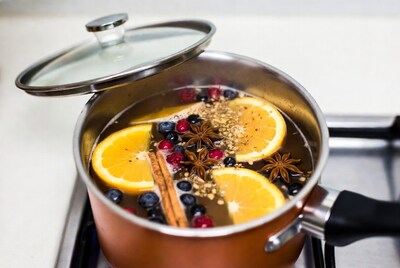 Pot of mulled wine with fruit