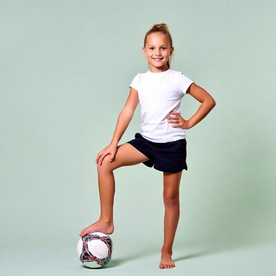 Young girl posing with soccer ball