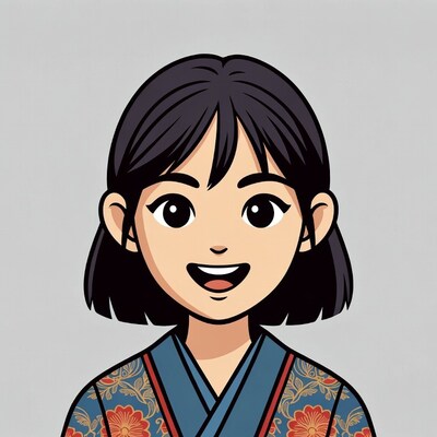 Asian girl smiling in kimono