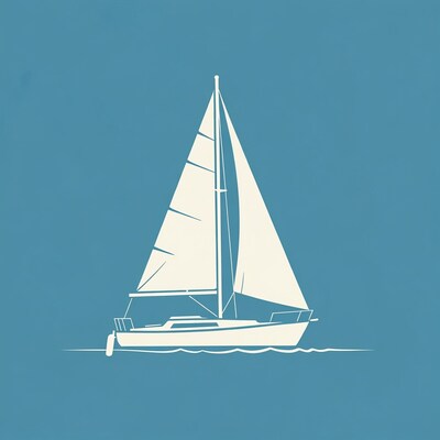 Sailboat on blue background