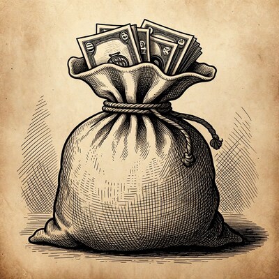 Money bag with cash