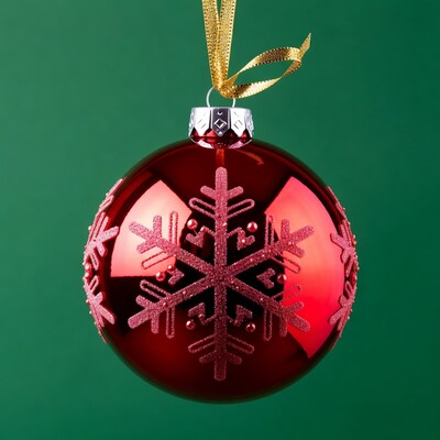 Red Christmas Ornament with Snowflake
