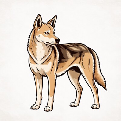Wolf standing on white background