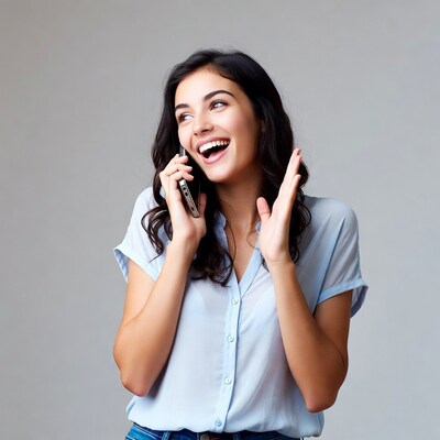 Woman laughing on phone call