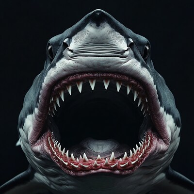 Great white shark with open mouth