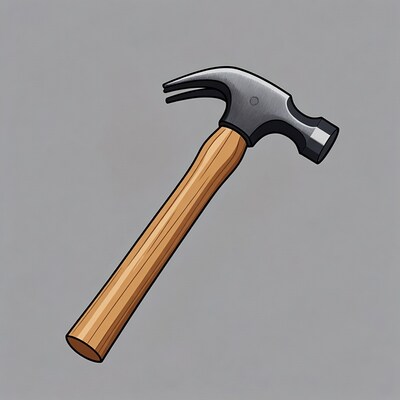 Hammer with wooden handle