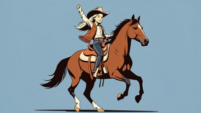 Cowgirl riding horse