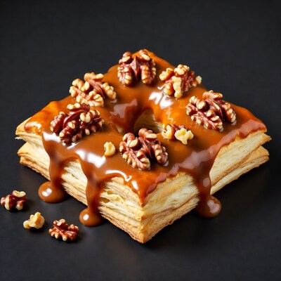 Caramel walnut pastry square