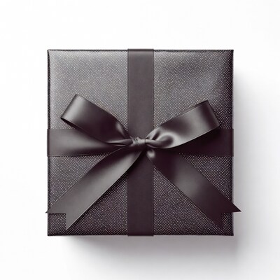 Black gift box with ribbon