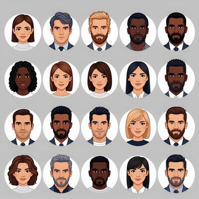 Diverse professional headshots in circles