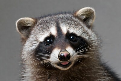 Raccoon close up face