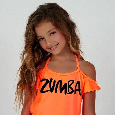 Young girl in orange Zumba top