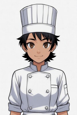 Young chef in white uniform