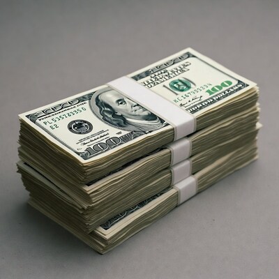 Stacks of hundred dollar bills
