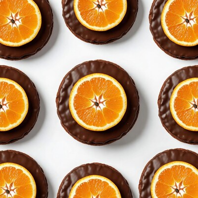 Chocolate orange cookies on white