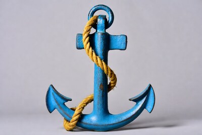 Blue anchor with rope