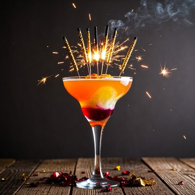 Sparkler cocktail with colorful layers