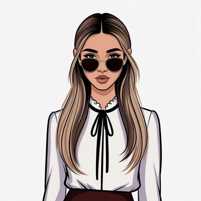 Woman with sunglasses and long hair