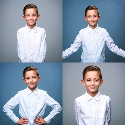 Young boy in white shirt