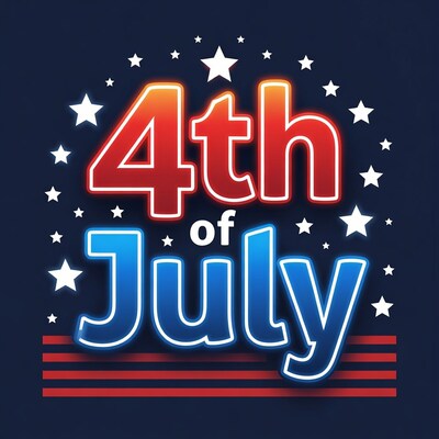4th of July Neon Text