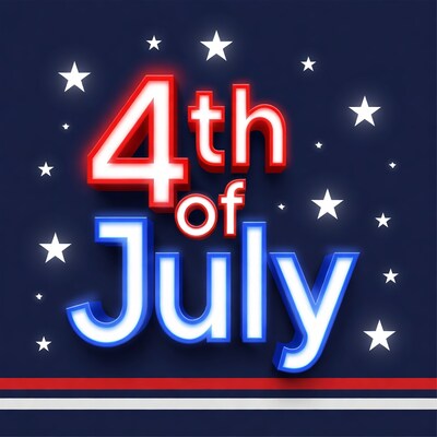4th of July Neon Text