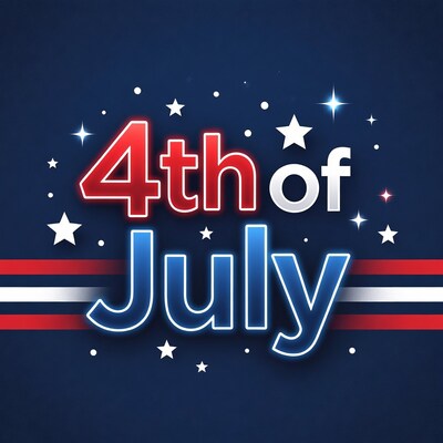 4th of July Neon Text