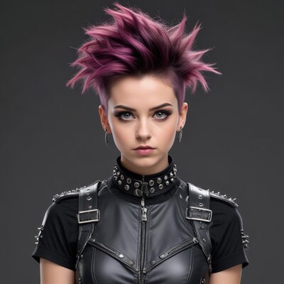 Woman with purple spiky hair