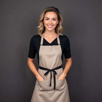 Woman in apron smiling