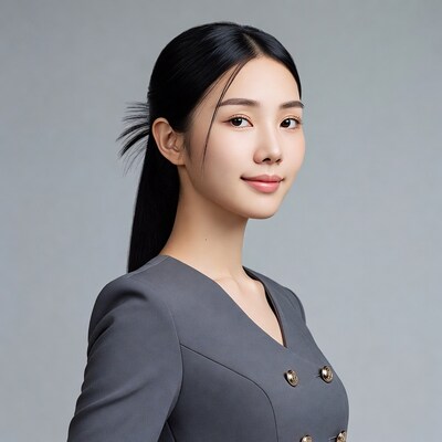 Asian woman in gray blazer