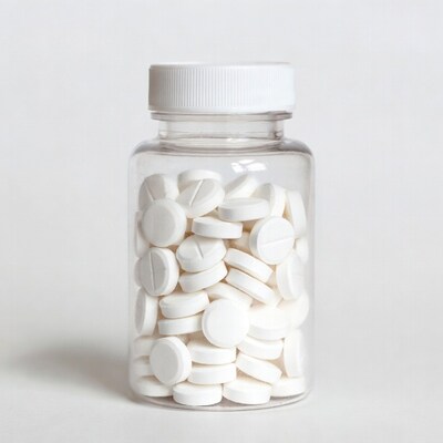 White pills in clear bottle