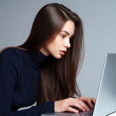 Woman typing on laptop