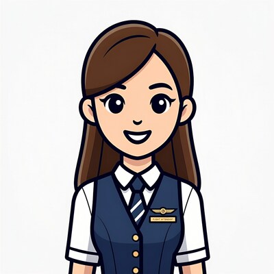 Flight attendant cartoon illustration