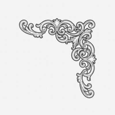 Ornate black and white corner flourish