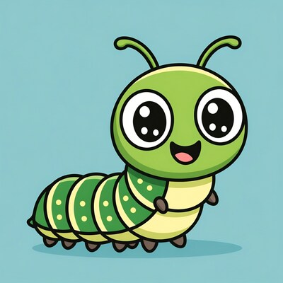 Cute green caterpillar cartoon