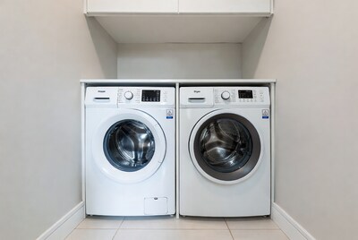 White washing machine and dryer
