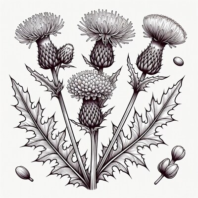 Thistle flowers illustration